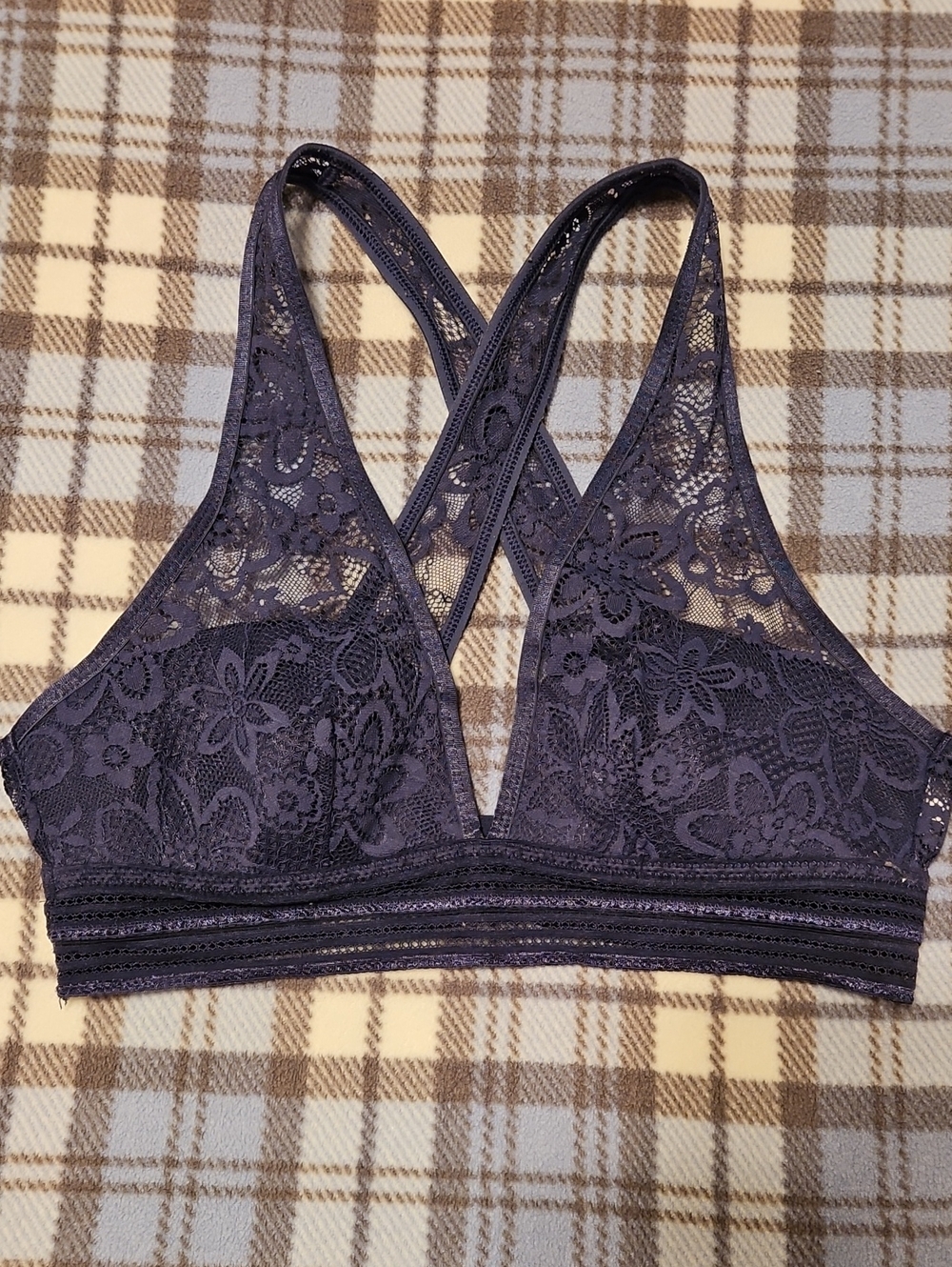 aerie Blue Lace Cross-Back Bralette